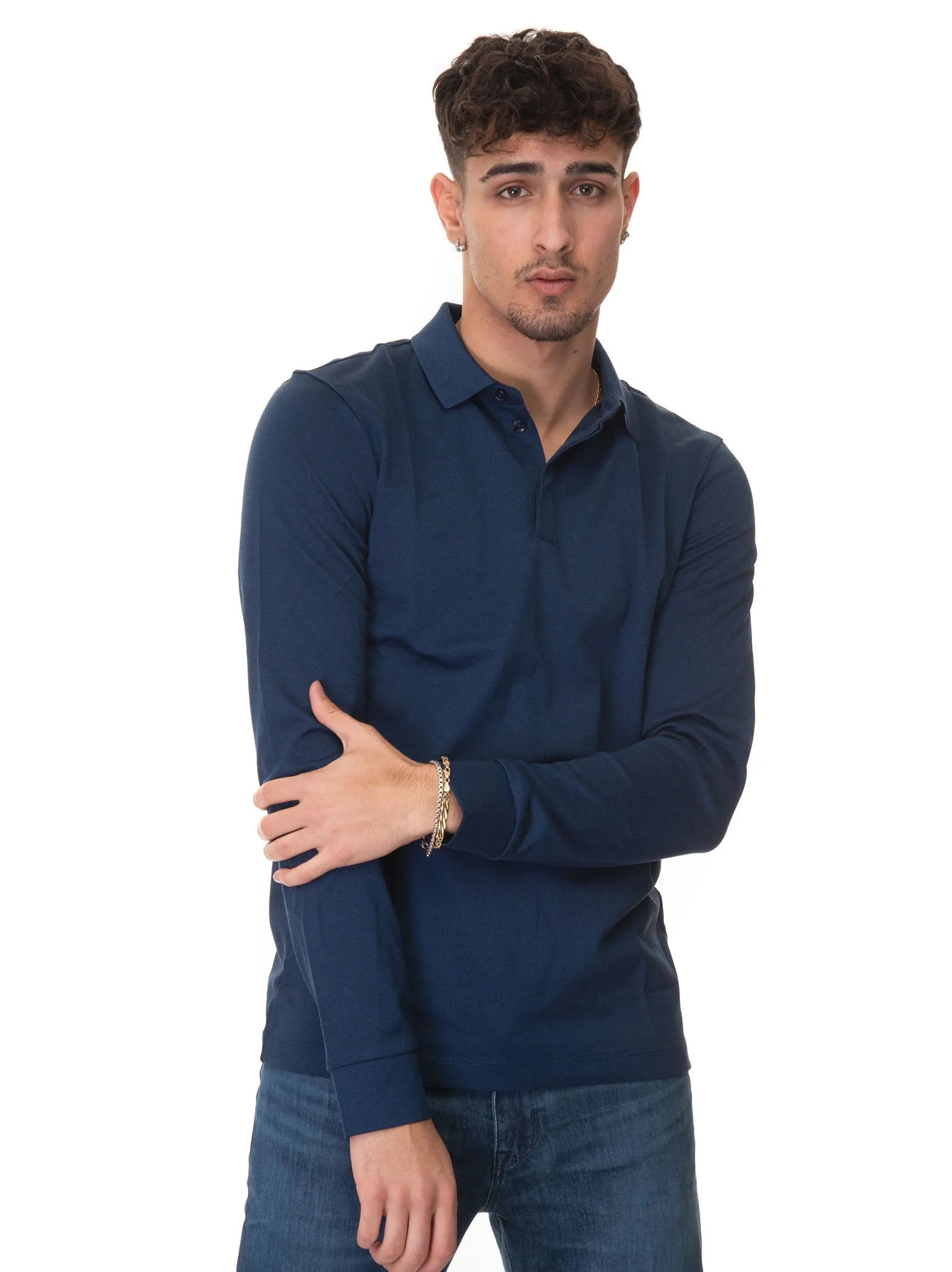 Polo manica lunga Blu BOSS Uomo